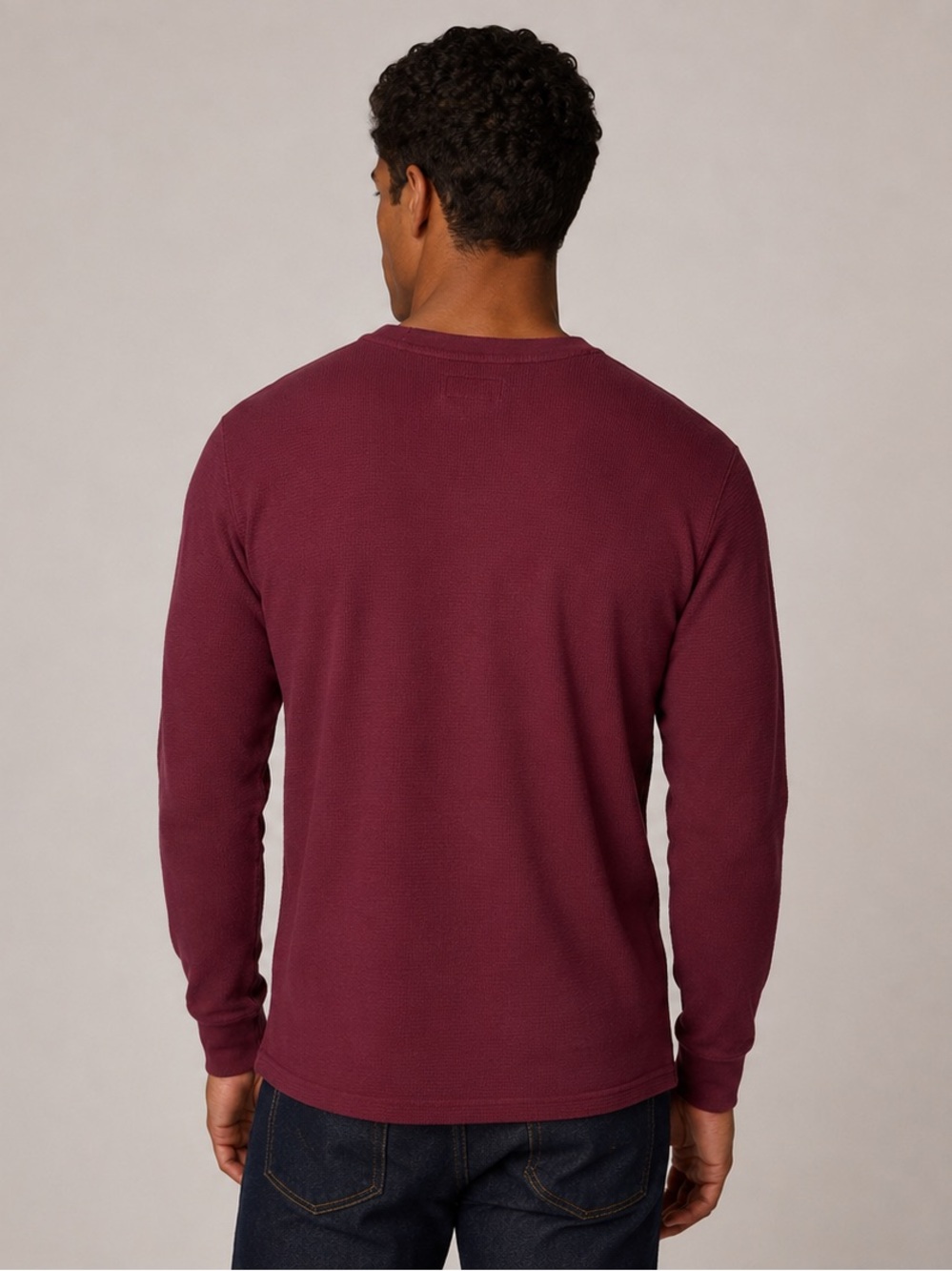 Polo Ralph Lauren Waffle Knit Thermal Shirt Maroon Navy Pony Logo L - Picture 2 of 10